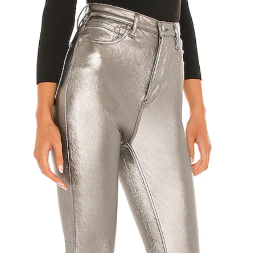Free People ‘Phoenix’ Coated Skinny Jeans in Silver